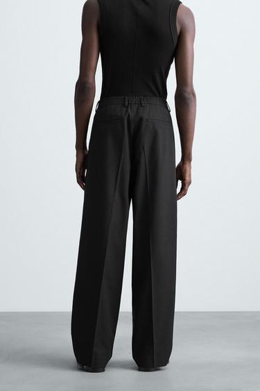 FLOWING WIDE-LEG PLEATED TROUSERS - Black by Zara - Image 2