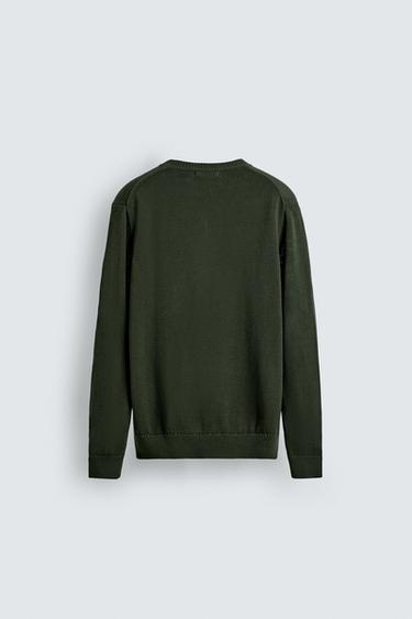 PULL COL EN V EN COTON - Vert de Zara - Image 7