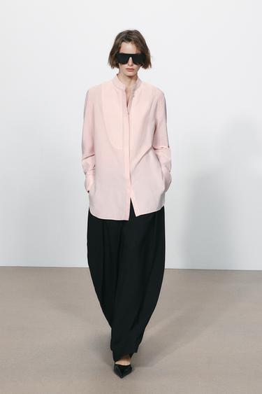 CAMISA RAYAS PECHERA ZW COLLECTION - Rosa / Blanco de Zara