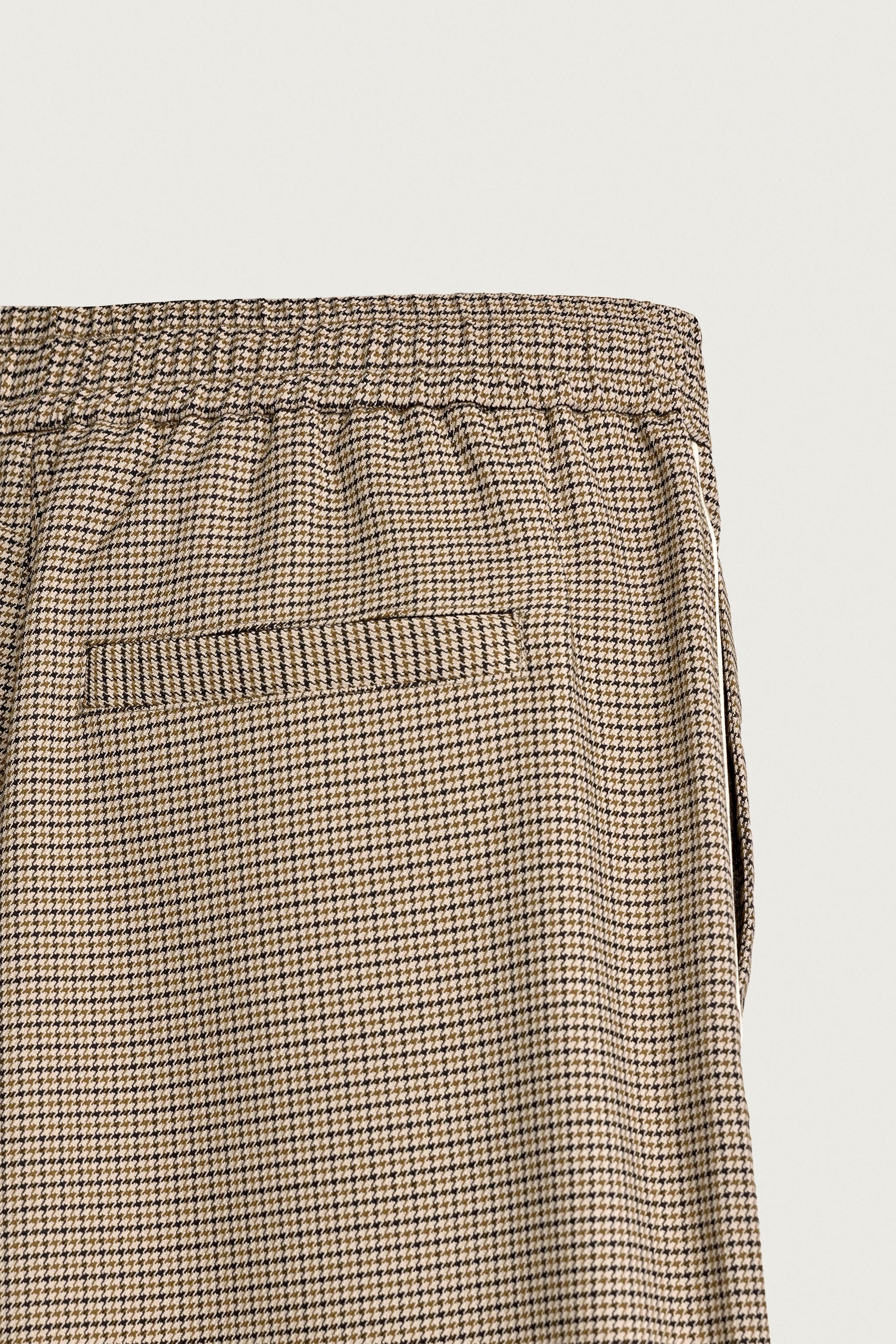CONTRAST HOUNDSTOOTH RELAXED-FIT PANTS