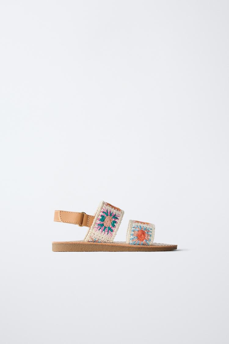 FLAT CROCHET SANDALS Ecru White ZARA India