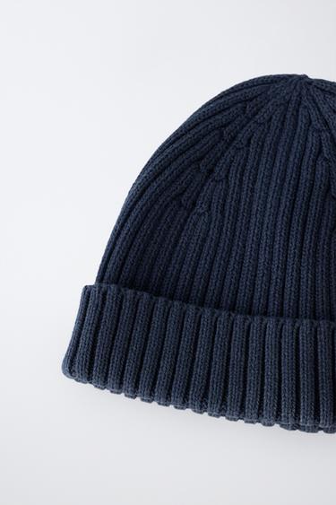 WASHED-EFFECT KNIT BEANIE - Ink blue by Zara - Image 2
