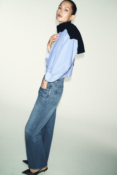 Zara Z.03 STRAIGHT HIGH-WAIST LONG LENGTH JEANS - Mid-blue