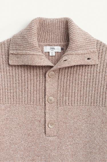 PULL COL BOUTONS LAINE ÉDITION LIMITÉE - Marron / Taupe de Zara - Image 7