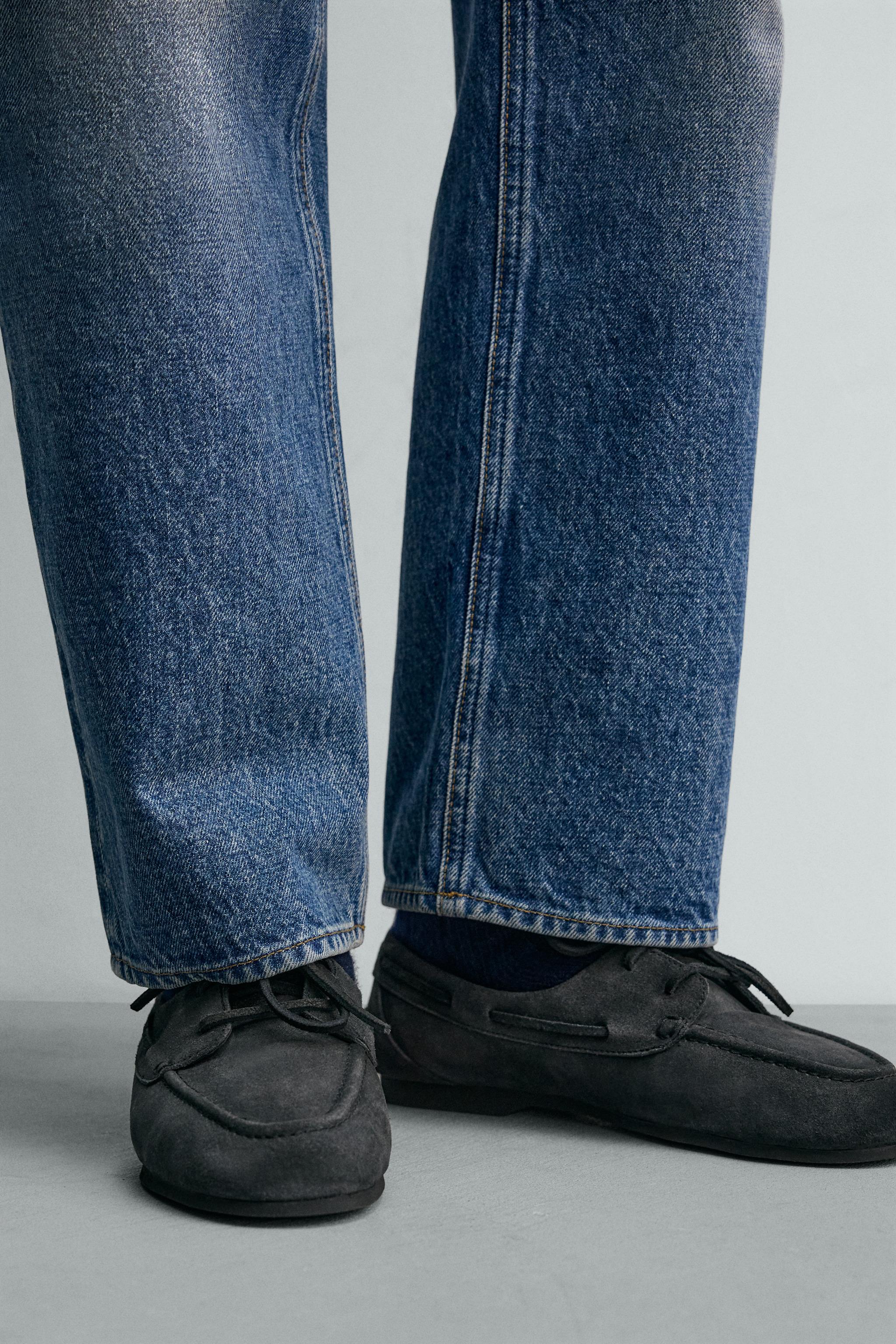 AARON LEVINE X ZARA VIBRAM® TABANLI DERİ TEKNE AYAKKABISI - Gri