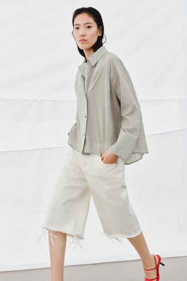 ZW COLLECTION ASYMMETRIC BUTTON-UP SHIRT - Black / White by Zara