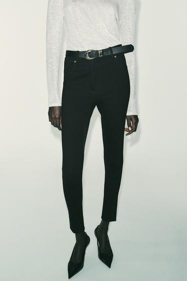 MID-WAIST BELTED JEGGINGS - Black by Zara