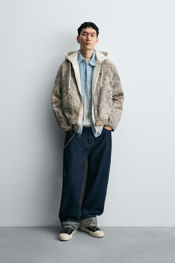 WASHED JACKET ABSTRACT PRINT