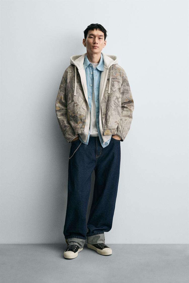 WASHED JACKET ABSTRACT PRINT