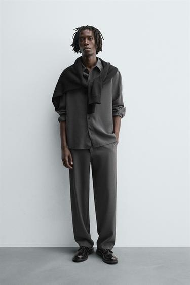 RELAXED FIT FLOWING TROUSERS - Grey by Zara
