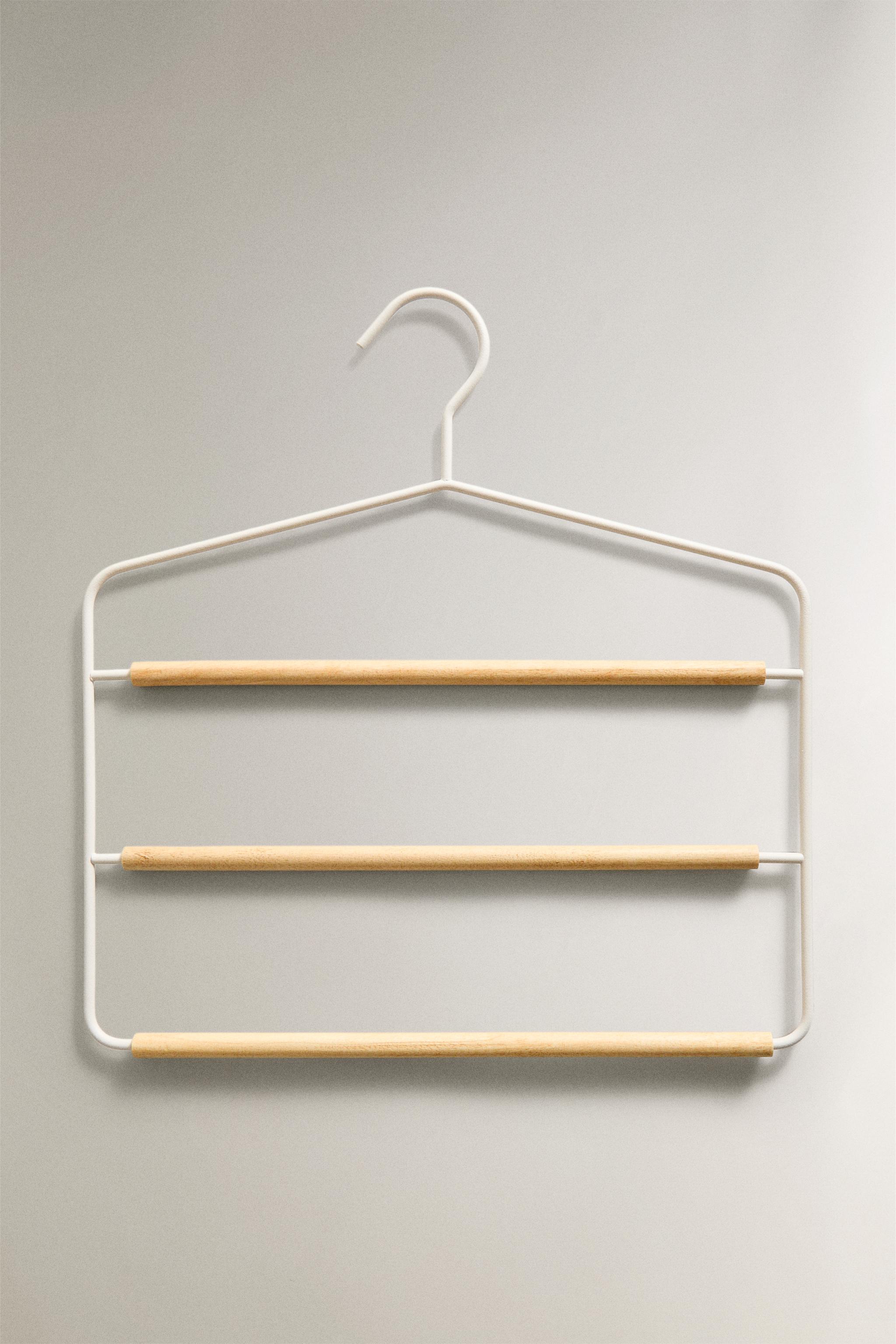 METAL AND WOOD TROUSER HANGER — White