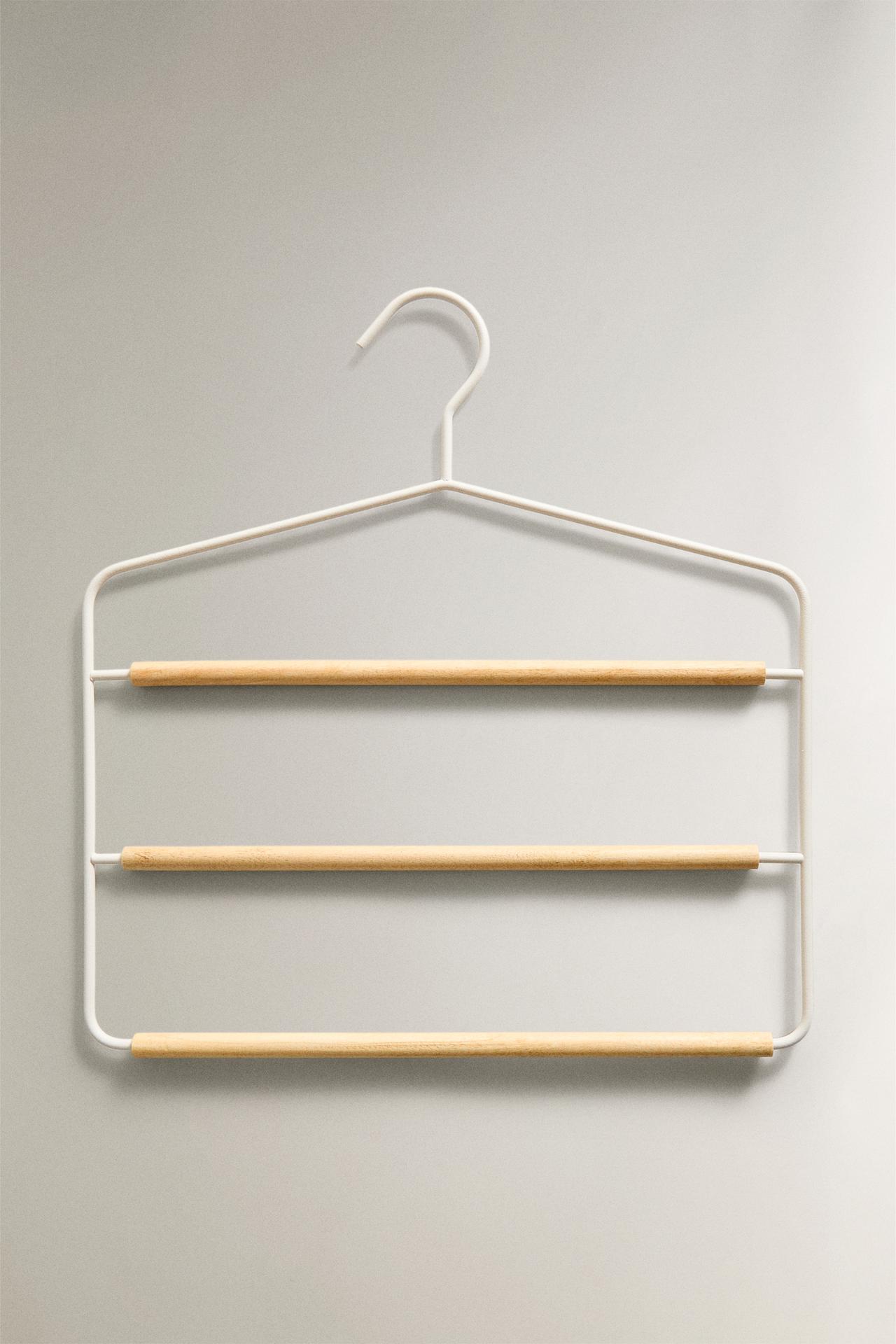 METAL AND WOOD TROUSER HANGER — White