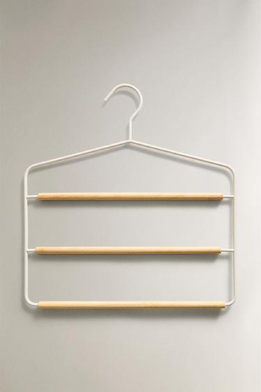 Zara METAL AND WOOD TROUSER HANGER - 白色 - 圖片 0