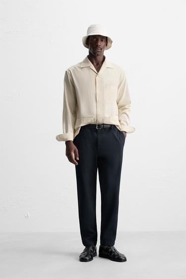 Zara TWILL CHINO PANTS - Navy blue