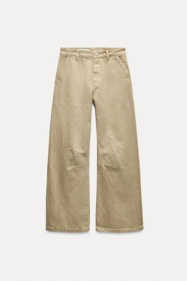 ЦВЕТНЫЕ ДЖИНСЫ TRF С ДЕКОРАТИВНОЙ СТРОЧКОЙ НА КОЛЕНЯХ — ПЕСОЧНЫЙ от Zara — изображение 0