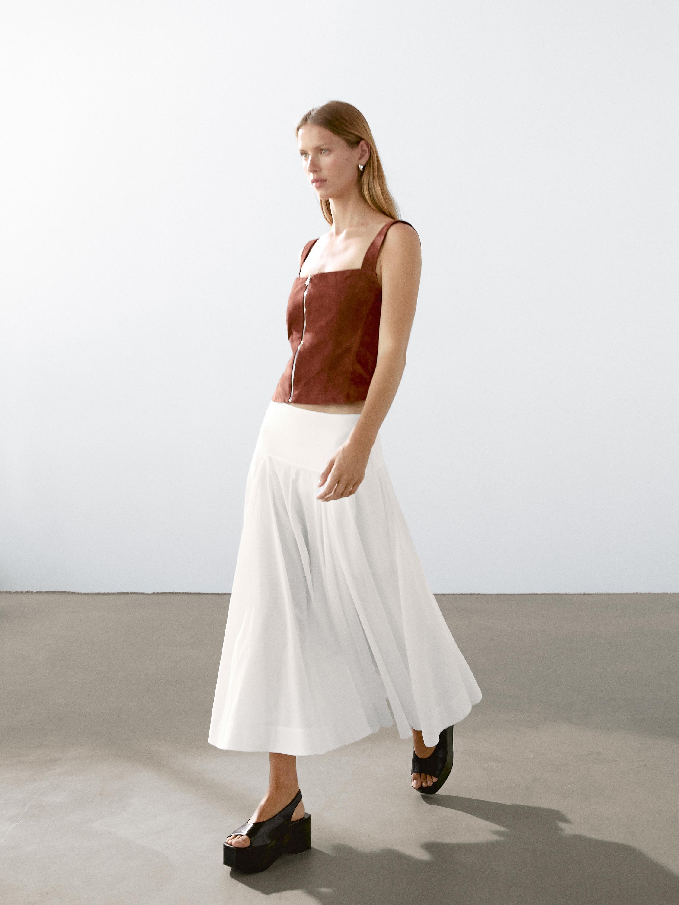 Suede leather top with zip