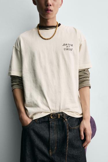 SLOGAN PRINT T-SHIRT - White by Zara - Image 4
