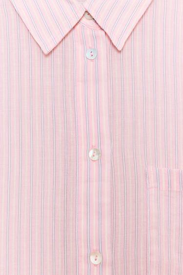 OVERSIZE GAUZE SHIRT WITH POCKET - Pinks by Zara