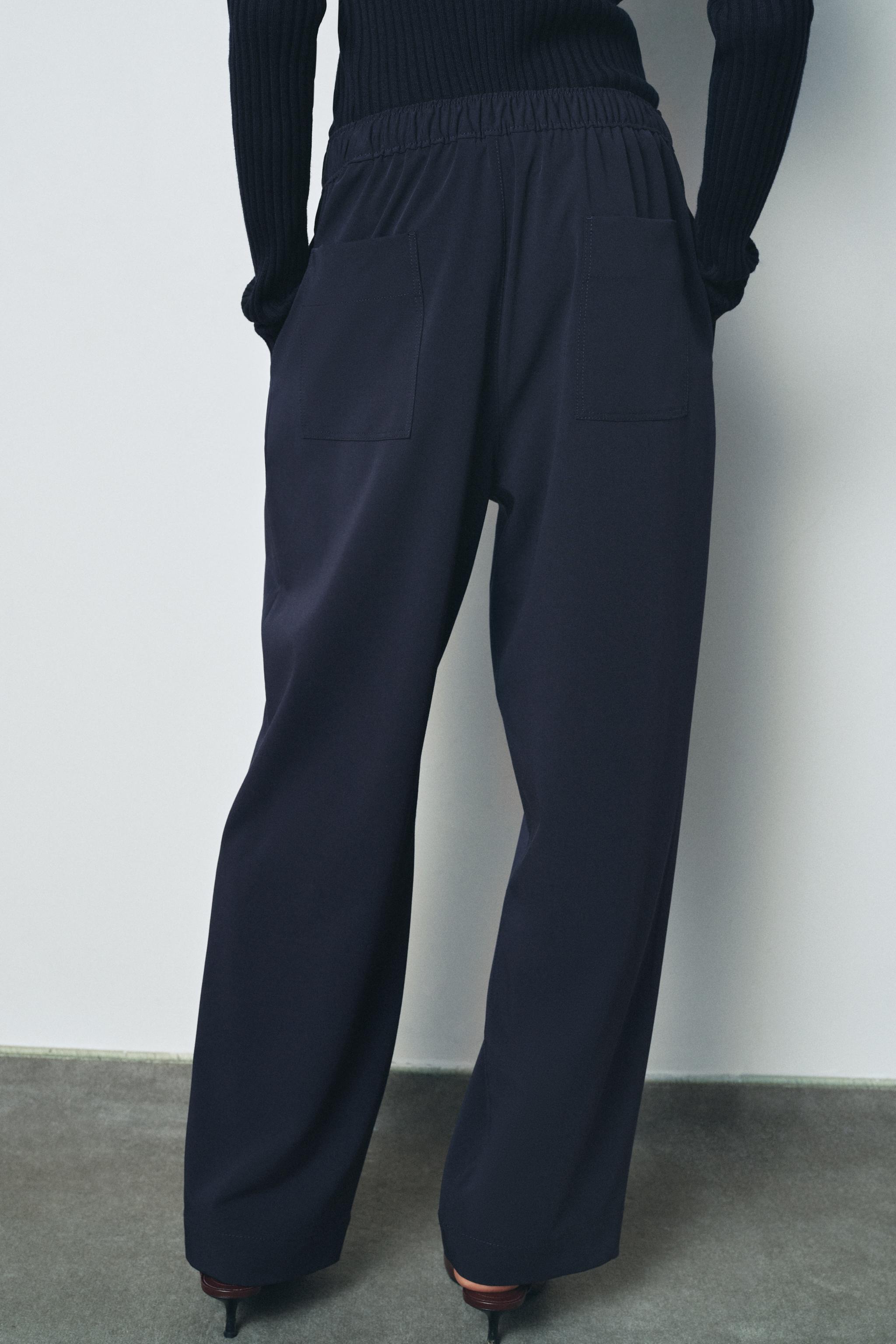 【ZARA】コントラストドローコードパンツ ZW COLLECTION コントラストドローコードパンツ ZW COLLECTION - ネイビー