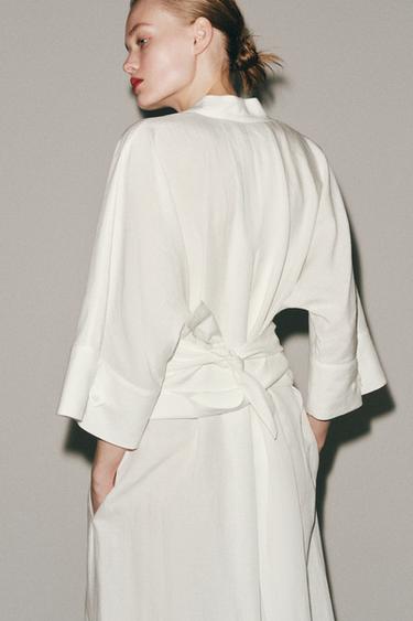 ROBE MI-LONGUE AVEC CEINTURE ZW COLLECTION - Blanc de Zara - Image 2