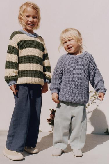 TIMELESS - CHUNKY KNIT STRIPED JUMPER - Green by Zara