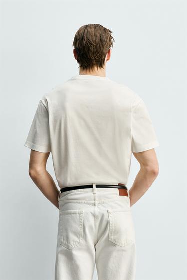 T-SHIRT COURT COUPE MERCERISÉE - Blanc de Zara - Image 2