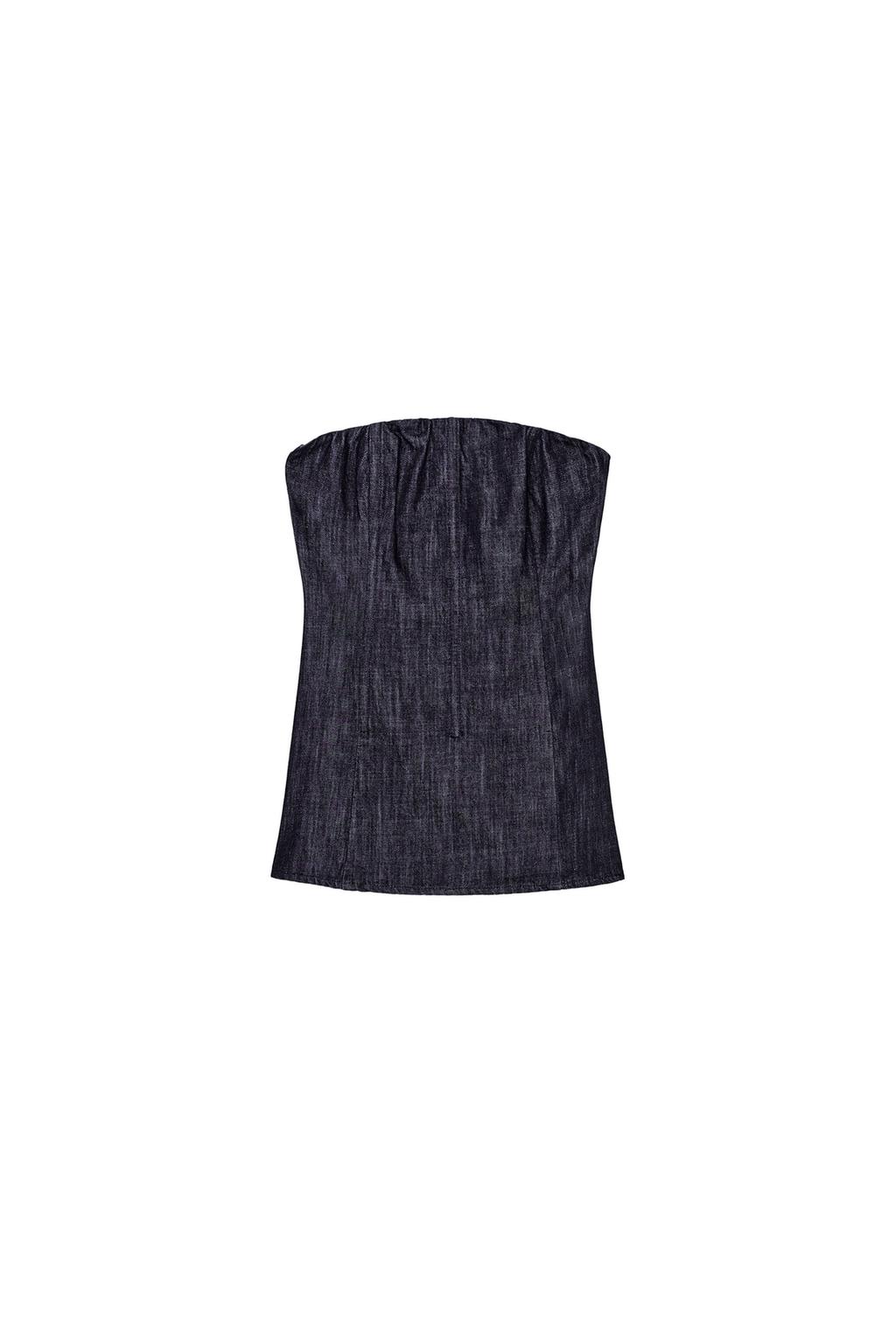 FAUX DENIM BUSTIER TOP - image 3