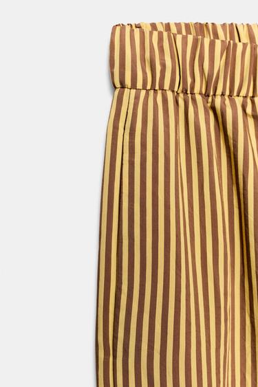 PANTALON À JAMBES LARGES À RAYURES ZW COLLECTION - Jaune de Zara - Image 4
