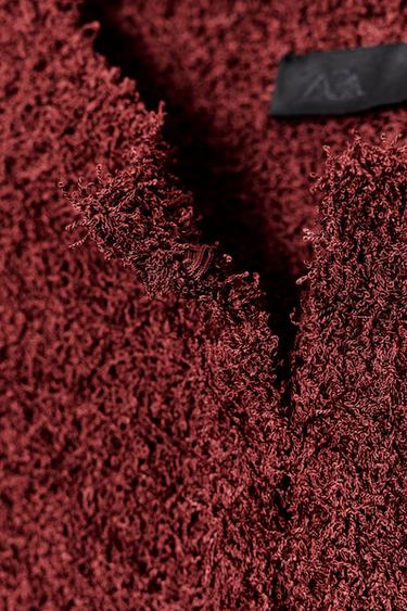 FRINGED KNIT CARDIGAN - Dark burgundy by Zara