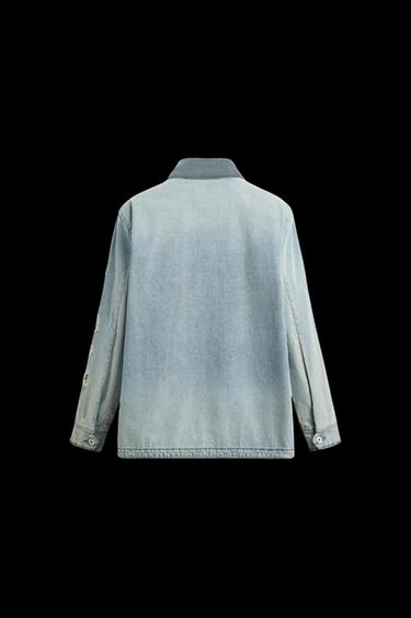 Zara VINTAGE WASHED DENIM OVERSHIRT - Light blue