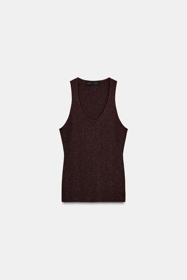 Zara METALLIC THREAD KNIT TOP - 334