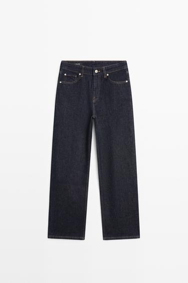 Zara High-waist cropped straight-leg jeans - Blue