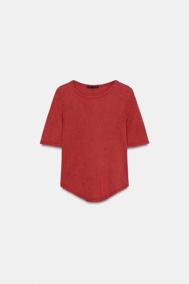 Zara WASHED EFFECT T-SHIRT - Red