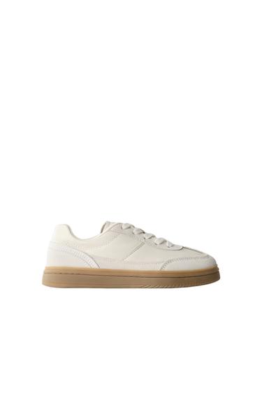 LEATHER SNEAKERS - White by Zara