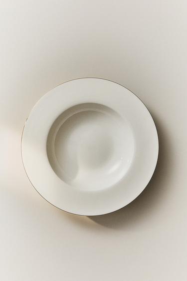 RIMMED BONE CHINA SOUP PLATE - Gold by Zara - Image 5