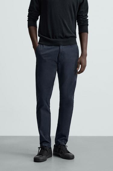 Zara SKINNY CHINO PANTS - Navy blue