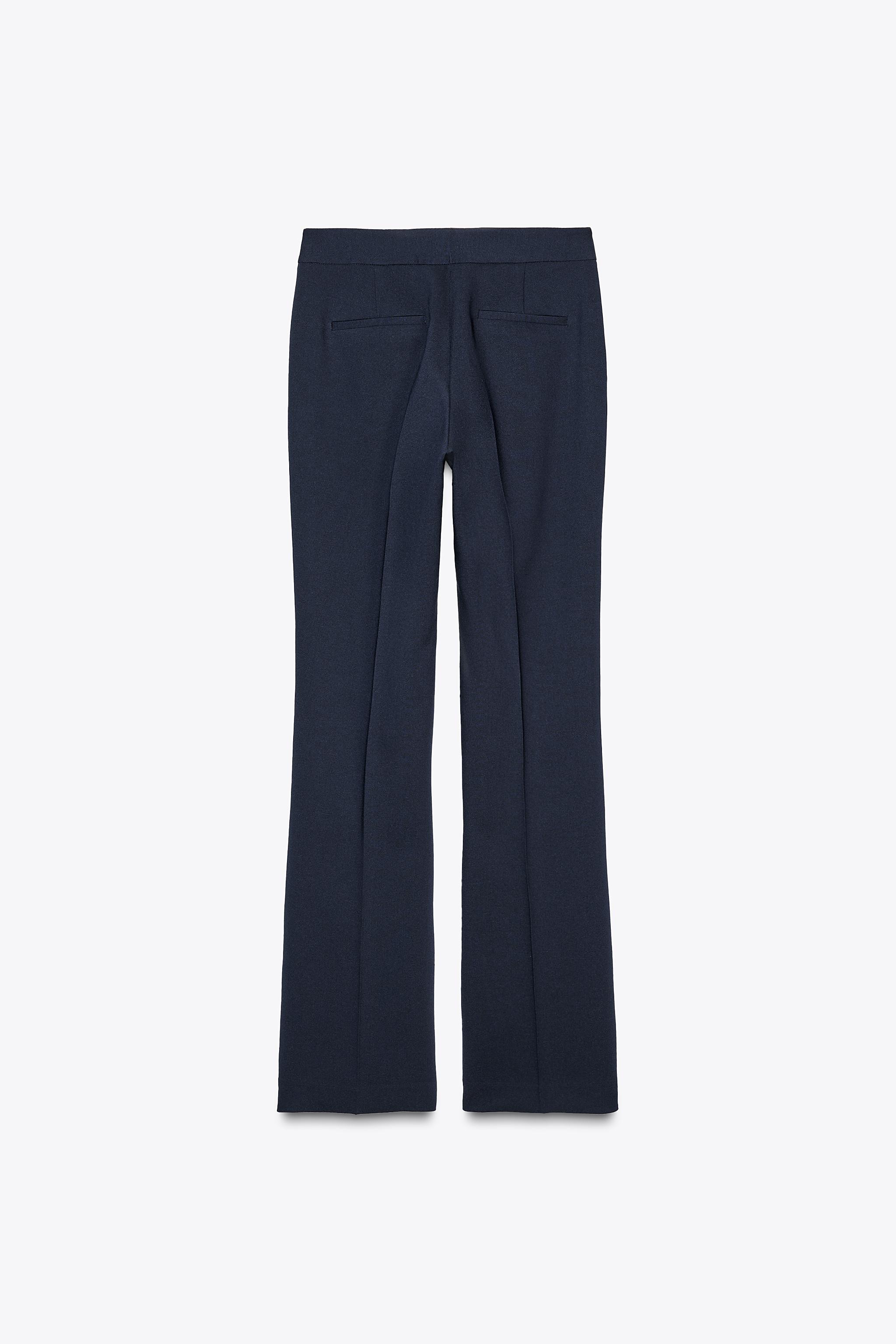 STRAIGHT MID-RISE PANTS - Navy blue | ZARA United States