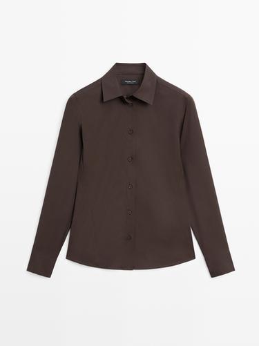 Zara Cotton blend stretch shirt - Brown