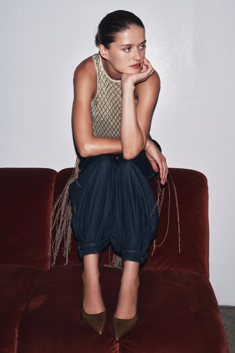 LEATHER KITTEN HEEL SHOES Brown ZARA United States