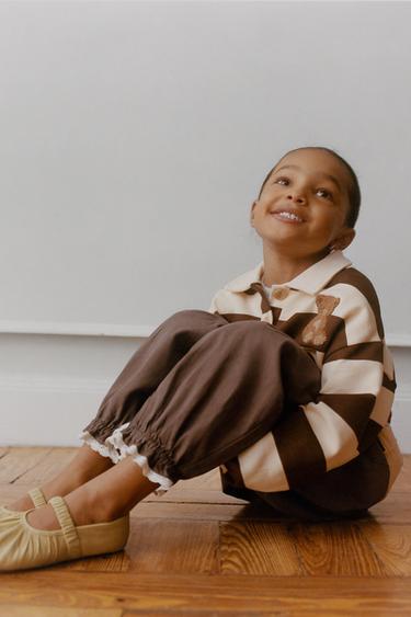 PANTALÓN BOMBACHO PUNTILLA - Marrón de Zara