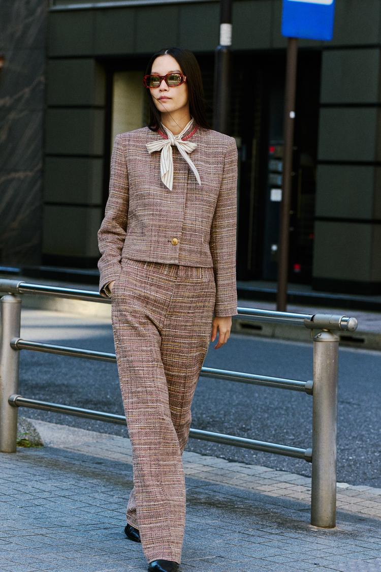 TEXTURED STRAIGHT-LEG TROUSERS
