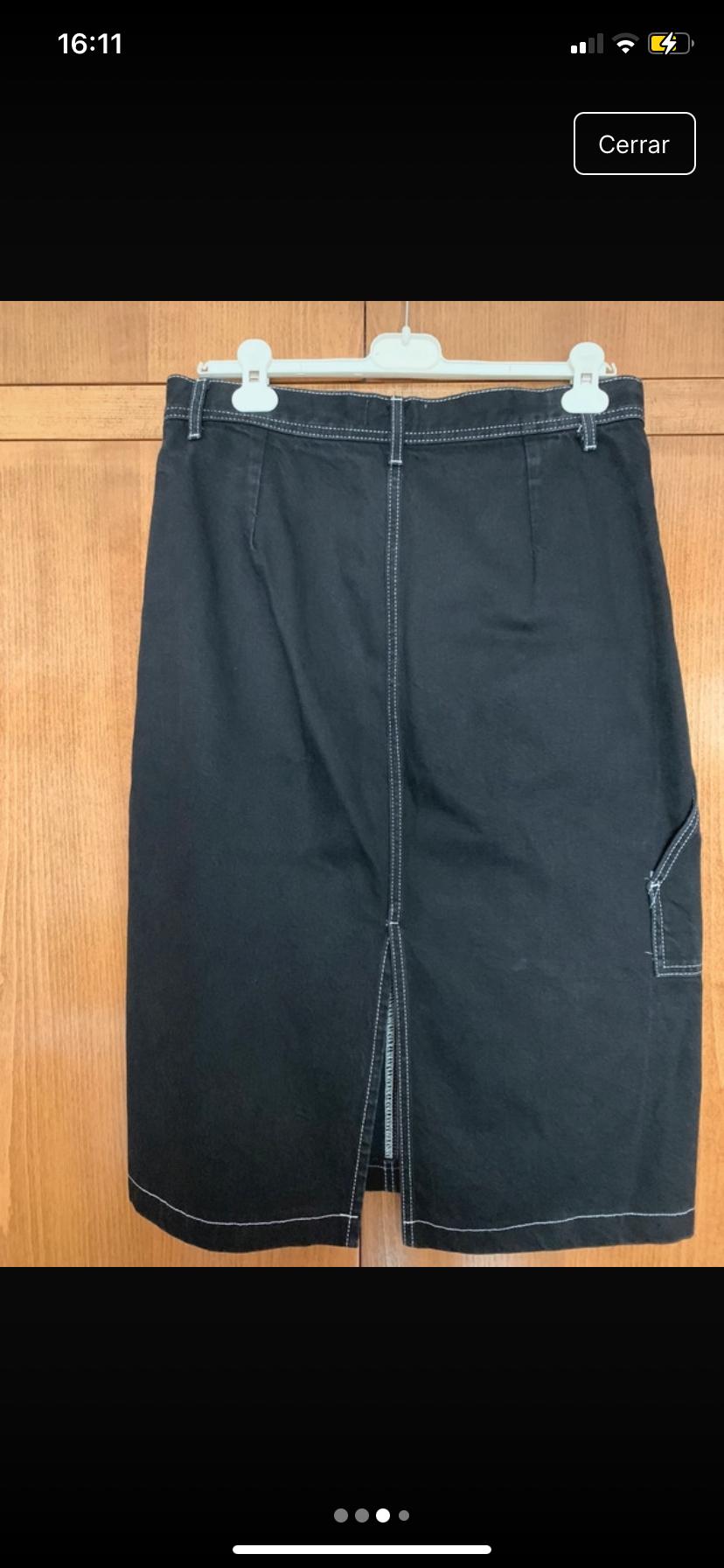 TOPSTITCHED SKIRT WITH FRONT SLIT - Image 2