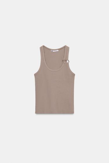 CAMISETA APLIQUE METÁLICO - Visón de Zara - Imagen 0