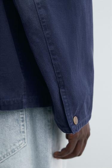 VESTE DÉLAVÉE À POCHES - Bleu roi de Zara - Image 6