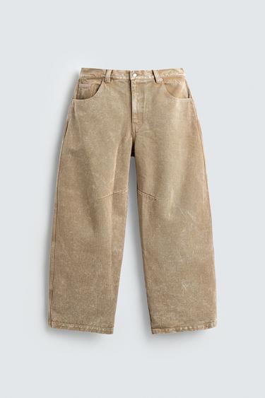 WIDE-LEG JEANS - Beige by Zara
