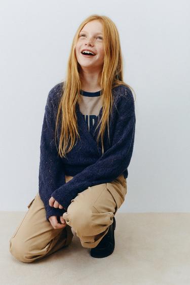 Zara WRAP KNIT JUMPER - Blue