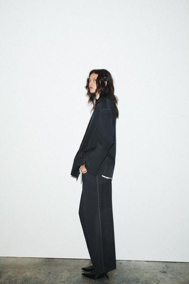 BLAZER OVERSIZE SURPIQÛRES - Bleu marine foncé de Zara - Image 2