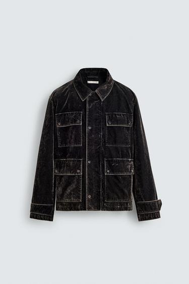 FLOCKED VELVET JACKET - Brown by Zara