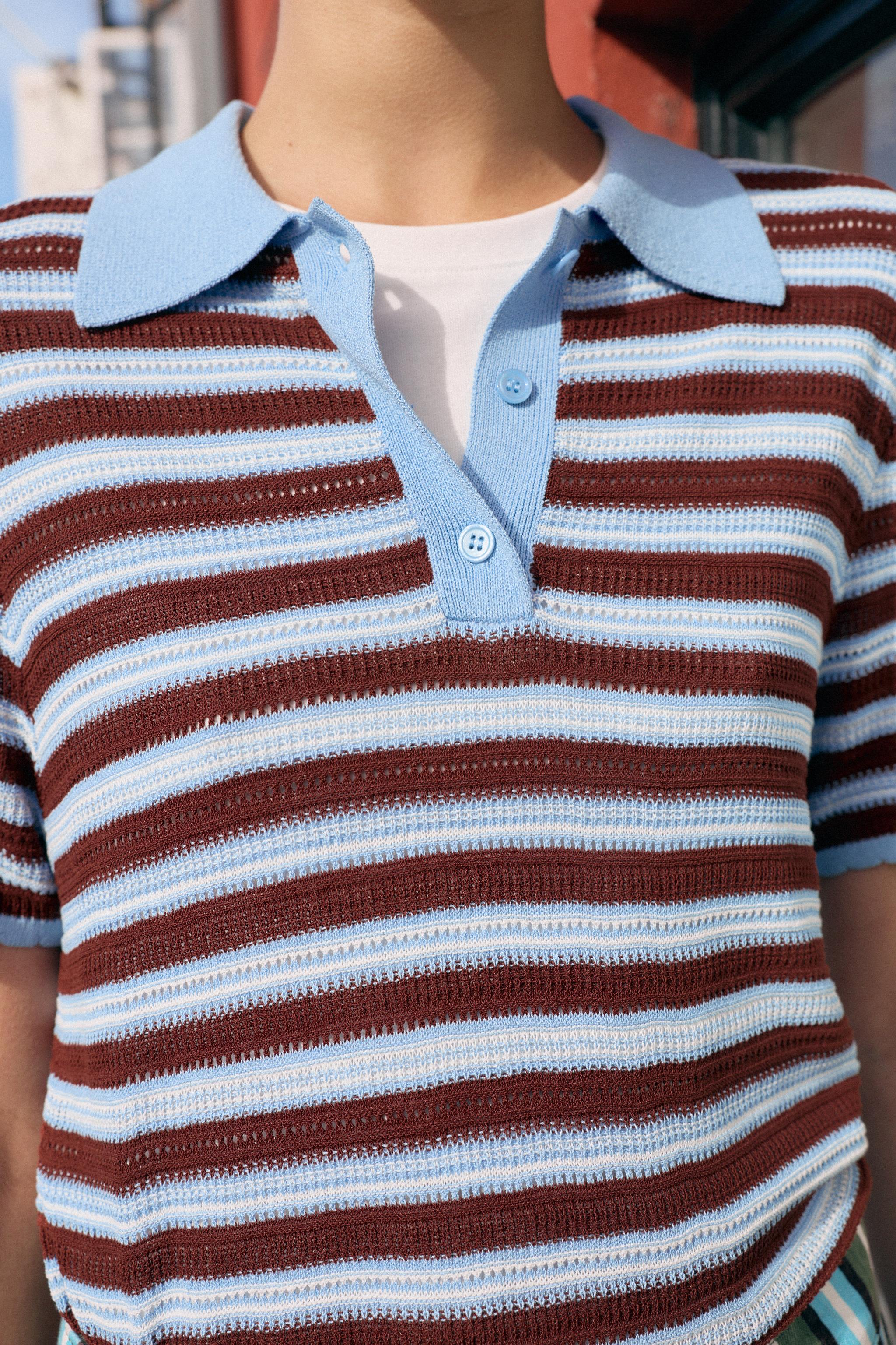 STRIPED KNIT POLO SHIRT