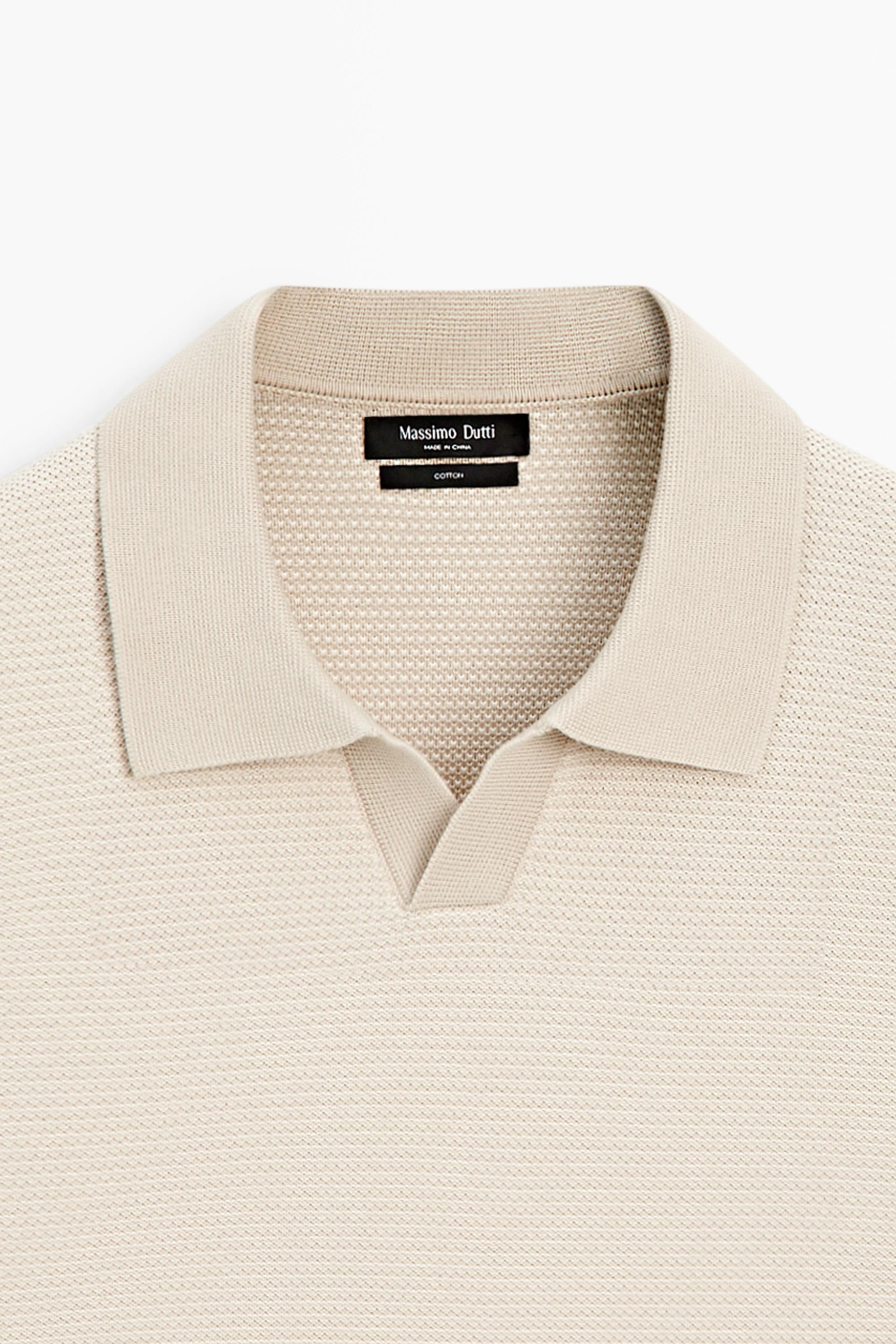 100% cotton contrast knit polo sweater